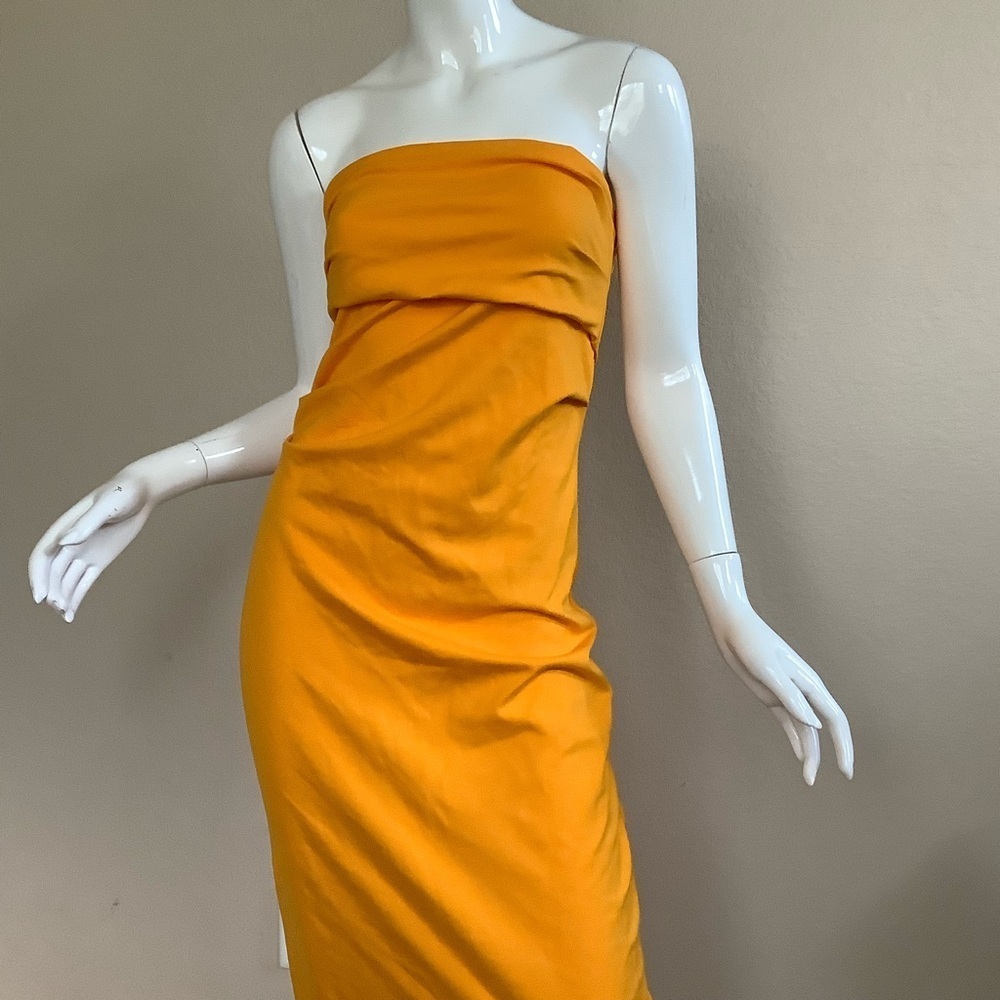 Zara Blogger Fave  Strapless Orange Midi Dress NWT - Picture 5 of 7